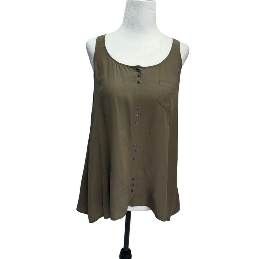 Club Monaco Olive Green Silk Tank Top Size XS